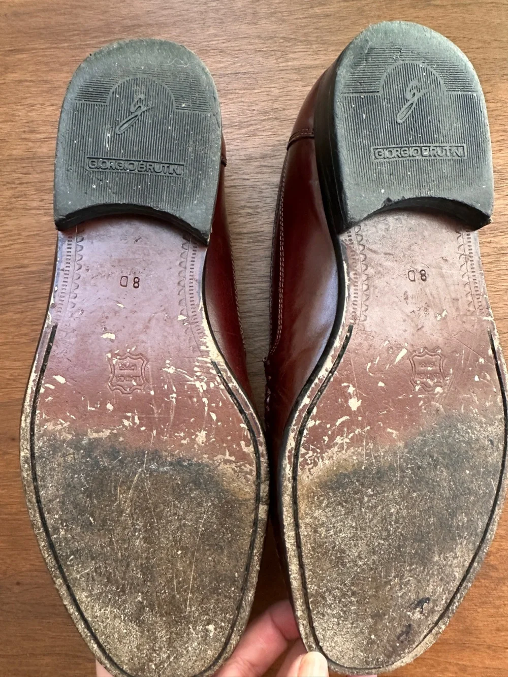 Vintage 90’s Giorgio Brutini Men’s Brown Woven Leather Slip-On Loafers Men’s 8D